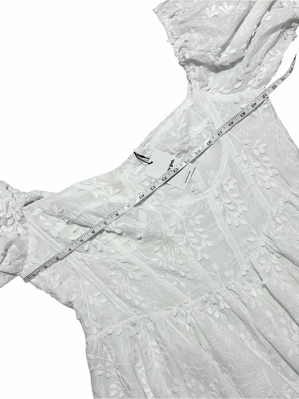SHOWPO. NWT White Embroidered Puff Sleeve Corset Esthela Mini Dress - Picture 8 of 14